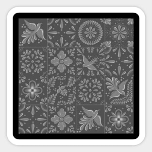 Mexican Gray Talavera Tile Pattern by Akbaly Sticker